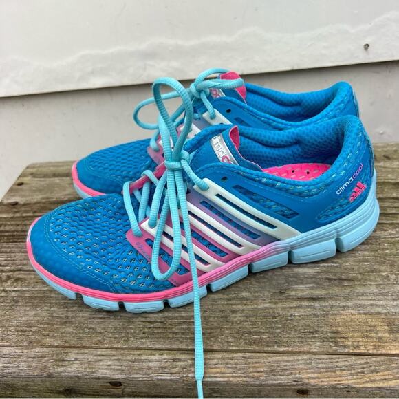 Adidas Women's ClimaCool Crazy Running Shoes Solar Blue/White/Pink C76437 Size 9 - Picture 2 of 9